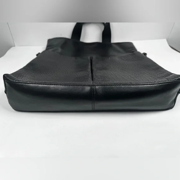 Coach Leather Charles Foldover Tote Bag Black Large